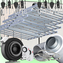 (Bild für) LED GROWBOX SET Q300+ - 300x300x220cm - 4x sunLIGHT 1000W - Speed Control 