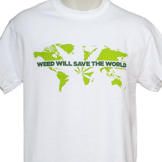 420Backyard- T-Shirt - Weed will save the world (white) Bild zum Schließen anclicken