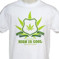 420Backyard- T-Shirt - High is cool. University (white)