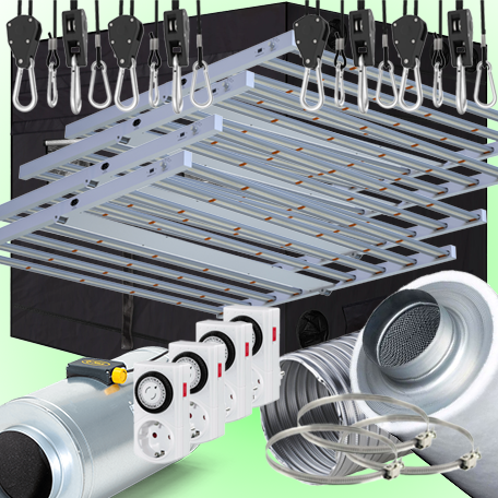 (Bild für) LED GROWBOX SET GP300+ - 300x300x230cm - 4x sunLIGHT Pioneer 1000W - QMax EC 