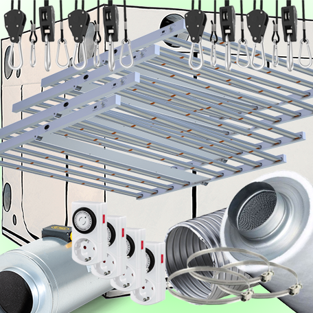 (Bild für) LED GROWBOX SET Q300+ - 300x300x220cm - 4x sunLIGHT 1000W - QMax EC 