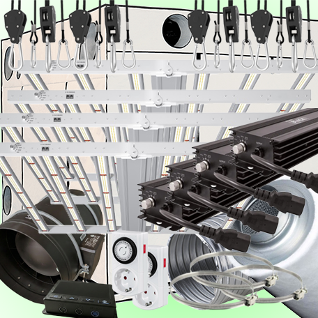 (Bild für) LED GROWBOX SET Q300+ - 300x300x220cm - 4x sunLIGHT Pioneer 720W - Panther EC 